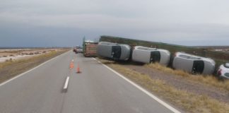 Volcó camión “Cigüeña” en Las Salinas