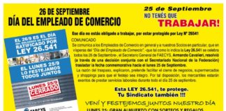 Se adelanta el feriado del Día del Empleado de Comercio