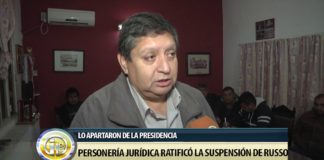 Personería Jurídica ratificó la suspensión de Russo