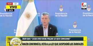 Macri ratificó el veto a la ley que suspendía los tarifazos