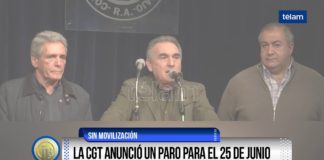 La CGT anunció un paro para el 25 de junio