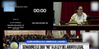 Senadores le dijo «no» a la Ley de Aborto Legal