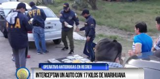 Interceptan un auto con 17 kilos de marihuana