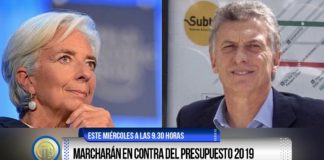 Marcharán en contra del Presupuesto 2019