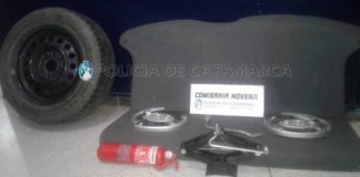Recuperan un gato hidráulico, matafuegos y parlantes robados