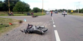Violento choque de dos motos en Ruta Nacional 38