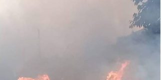 Se incendió una carga de rollos de alfalfa