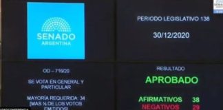 El Senado convirtió en ley la legalización del aborto
