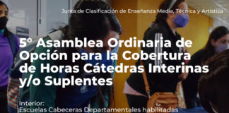 5° Asamblea Ordinaria para la cobertura de horas cátedras de secundaria