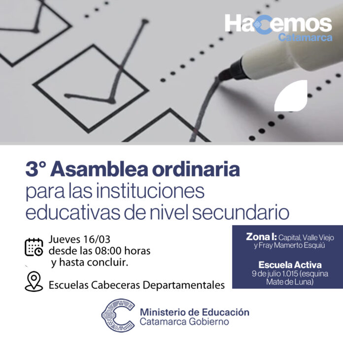 3° Asamblea ordinaria para instituciones educativas de Nivel Secundario
