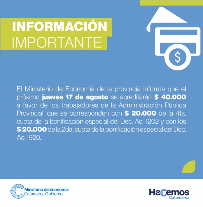 Pago de bonos a la Administración Pública Provincial