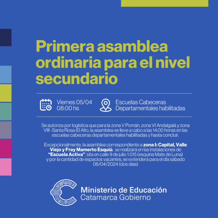 Primera asamblea ordinaria para el nivel secundario