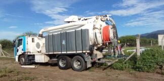 Tareas de mantenimiento en la Planta de Cloacas de Chumbicha